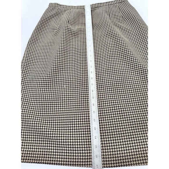 Blacker Brown Beige Houndstooth Tweed Pocket Jacket & Skirt Suit Set Sz 14W - Picture 11 of 12